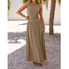 ZESICA Women’s Summer Sleeveless Maxi Dress 2026 Casual Crewneck Pleated Flowy Long Dress with Pockets(Khaki)