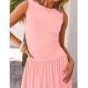 ZESICA Women’s Summer Sleeveless Maxi Dress 2026 Casual Crewneck Pleated Flowy Long Dress with Pockets(Pink)