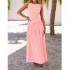 ZESICA Women’s Summer Sleeveless Maxi Dress 2026 Casual Crewneck Pleated Flowy Long Dress with Pockets(Pink)