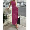 ZESICA Women’s Summer Sleeveless Maxi Dress 2026 Casual Crewneck Pleated Flowy Long Dress with Pockets(Plum)