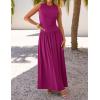 ZESICA Women’s Summer Sleeveless Maxi Dress 2026 Casual Crewneck Pleated Flowy Long Dress with Pockets(Plum)