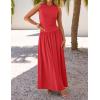 ZESICA Women’s Summer Sleeveless Maxi Dress 2026 Casual Crewneck Pleated Flowy Long Dress with Pockets(Red)