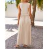 ZESICA Women’s Summer Sleeveless Maxi Dress 2026 Casual Crewneck Pleated Flowy Long Dress with Pockets(Sand)