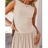 ZESICA Women’s Summer Sleeveless Maxi Dress 2026 Casual Crewneck Pleated Flowy Long Dress with Pockets(Sand)