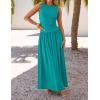 ZESICA Women’s Summer Sleeveless Maxi Dress 2026 Casual Crewneck Pleated Flowy Long Dress with Pockets(Turquoise)