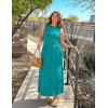 ZESICA Women’s Summer Sleeveless Maxi Dress 2026 Casual Crewneck Pleated Flowy Long Dress with Pockets(Turquoise)