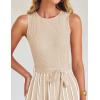 ZESICA Women’s Summer Sleeveless Maxi Dress 2026 Crewneck Ribbed Knit Tie Waist Casual A Line Sweater Dresses(Apricot)