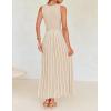 ZESICA Women’s Summer Sleeveless Maxi Dress 2026 Crewneck Ribbed Knit Tie Waist Casual A Line Sweater Dresses(Apricot)