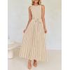 ZESICA Women’s Summer Sleeveless Maxi Dress 2026 Crewneck Ribbed Knit Tie Waist Casual A Line Sweater Dresses(Apricot)