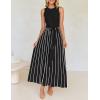 ZESICA Women’s Summer Sleeveless Maxi Dress 2026 Crewneck Ribbed Knit Tie Waist Casual A Line Sweater Dresses(Black)