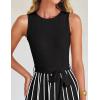 ZESICA Women’s Summer Sleeveless Maxi Dress 2026 Crewneck Ribbed Knit Tie Waist Casual A Line Sweater Dresses(Black)