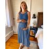 ZESICA Women’s Summer Sleeveless Maxi Dress 2026 Crewneck Ribbed Knit Tie Waist Casual A Line Sweater Dresses(Dustyblue)