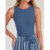 ZESICA Women’s Summer Sleeveless Maxi Dress 2026 Crewneck Ribbed Knit Tie Waist Casual A Line Sweater Dresses(Dustyblue)
