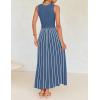 ZESICA Women’s Summer Sleeveless Maxi Dress 2026 Crewneck Ribbed Knit Tie Waist Casual A Line Sweater Dresses(Dustyblue)