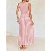 ZESICA Women’s Summer Sleeveless Maxi Dress 2026 Crewneck Ribbed Knit Tie Waist Casual A Line Sweater Dresses(Dustypink)