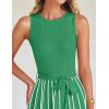 ZESICA Women’s Summer Sleeveless Maxi Dress 2026 Crewneck Ribbed Knit Tie Waist Casual A Line Sweater Dresses(Green)
