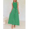 ZESICA Women’s Summer Sleeveless Maxi Dress 2026 Crewneck Ribbed Knit Tie Waist Casual A Line Sweater Dresses(Green)