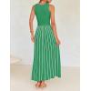 ZESICA Women’s Summer Sleeveless Maxi Dress 2026 Crewneck Ribbed Knit Tie Waist Casual A Line Sweater Dresses(Green)