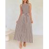 ZESICA Women’s Summer Sleeveless Maxi Dress 2026 Crewneck Ribbed Knit Tie Waist Casual A Line Sweater Dresses(Khaki)