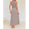 ZESICA Women’s Summer Sleeveless Maxi Dress 2026 Crewneck Ribbed Knit Tie Waist Casual A Line Sweater Dresses(Khaki)
