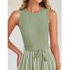 ZESICA Women’s Summer Sleeveless Maxi Dress 2026 Crewneck Ribbed Knit Tie Waist Casual A Line Sweater Dresses(Lightgreen)