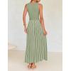 ZESICA Women’s Summer Sleeveless Maxi Dress 2026 Crewneck Ribbed Knit Tie Waist Casual A Line Sweater Dresses(Lightgreen)