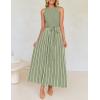 ZESICA Women’s Summer Sleeveless Maxi Dress 2026 Crewneck Ribbed Knit Tie Waist Casual A Line Sweater Dresses(Lightgreen)