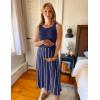 ZESICA Women’s Summer Sleeveless Maxi Dress 2026 Crewneck Ribbed Knit Tie Waist Casual A Line Sweater Dresses(Navy)