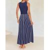 ZESICA Women’s Summer Sleeveless Maxi Dress 2026 Crewneck Ribbed Knit Tie Waist Casual A Line Sweater Dresses(Navy)