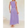 ZESICA Women’s Summer Sleeveless Maxi Dress 2026 Crewneck Ribbed Knit Tie Waist Casual A Line Sweater Dresses(Purple)