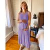ZESICA Women’s Summer Sleeveless Maxi Dress 2026 Crewneck Ribbed Knit Tie Waist Casual A Line Sweater Dresses(Purple)