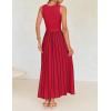 ZESICA Women’s Summer Sleeveless Maxi Dress 2026 Crewneck Ribbed Knit Tie Waist Casual A Line Sweater Dresses(Red)