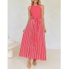 ZESICA Women’s Summer Sleeveless Maxi Dress 2026 Crewneck Ribbed Knit Tie Waist Casual A Line Sweater Dresses(Watermelon)
