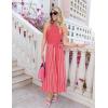 ZESICA Women’s Summer Sleeveless Maxi Dress 2026 Crewneck Ribbed Knit Tie Waist Casual A Line Sweater Dresses(Watermelon)