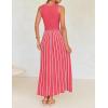 ZESICA Women’s Summer Sleeveless Maxi Dress 2026 Crewneck Ribbed Knit Tie Waist Casual A Line Sweater Dresses(Watermelon)