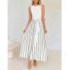 ZESICA Women’s Summer Sleeveless Maxi Dress 2026 Crewneck Ribbed Knit Tie Waist Casual A Line Sweater Dresses(White)