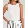 ZESICA Women’s Summer Sleeveless Maxi Dress 2026 Crewneck Ribbed Knit Tie Waist Casual A Line Sweater Dresses(White)