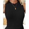 ZESICA Women’s Summer Sleeveless Mini Dress 2026 Crewneck Knit A Line Pleated Swing Casual Basic Short Dress(Black)