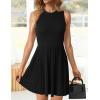 ZESICA Women’s Summer Sleeveless Mini Dress 2026 Crewneck Knit A Line Pleated Swing Casual Basic Short Dress(Black)