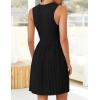 ZESICA Women’s Summer Sleeveless Mini Dress 2026 Crewneck Knit A Line Pleated Swing Casual Basic Short Dress(Black)
