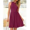 ZESICA Women’s Summer Sleeveless Mini Dress 2026 Crewneck Knit A Line Pleated Swing Casual Basic Short Dress(Eggplant)