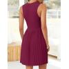 ZESICA Women’s Summer Sleeveless Mini Dress 2026 Crewneck Knit A Line Pleated Swing Casual Basic Short Dress(Eggplant)