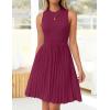 ZESICA Women’s Summer Sleeveless Mini Dress 2026 Crewneck Knit A Line Pleated Swing Casual Basic Short Dress(Eggplant)