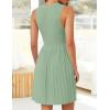ZESICA Women’s Summer Sleeveless Mini Dress 2026 Crewneck Knit A Line Pleated Swing Casual Basic Short Dress(Lightgreen)