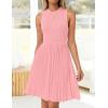 ZESICA Women’s Summer Sleeveless Mini Dress 2026 Crewneck Knit A Line Pleated Swing Casual Basic Short Dress(Pink)