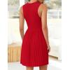 ZESICA Women’s Summer Sleeveless Mini Dress 2026 Crewneck Knit A Line Pleated Swing Casual Basic Short Dress(Red)