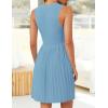ZESICA Women’s Summer Sleeveless Mini Dress 2026 Crewneck Knit A Line Pleated Swing Casual Basic Short Dress(Sky)