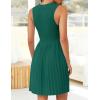 ZESICA Women’s Summer Sleeveless Mini Dress 2026 Crewneck Knit A Line Pleated Swing Casual Basic Short Dress(Teal)