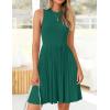 ZESICA Women’s Summer Sleeveless Mini Dress 2026 Crewneck Knit A Line Pleated Swing Casual Basic Short Dress(Teal)