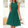 ZESICA Women’s Summer Sleeveless Mini Dress 2026 Crewneck Knit A Line Pleated Swing Casual Basic Short Dress(Teal)